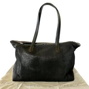 Stella McCartney Black Falabella Shaggy Deer Faux Suede Vegan Leather Tote Bag
